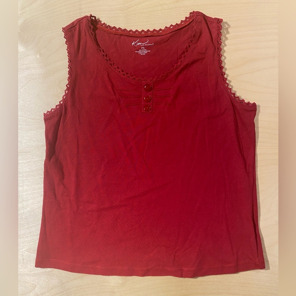 Kim Rogers Red Tank Top with Button Detail PS (QM)